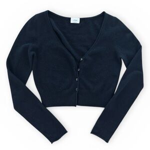 Wilfred Black Cropped V-Neck Button-Up Cardigan